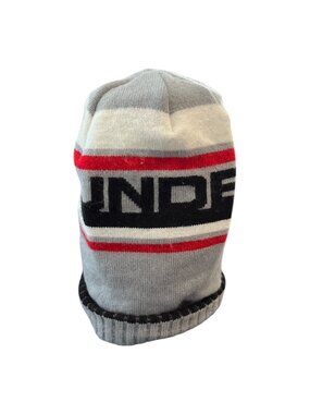 Under Armour OSFA Men’s Winter Beanie – Gray with Red, Black & White Stripes – A